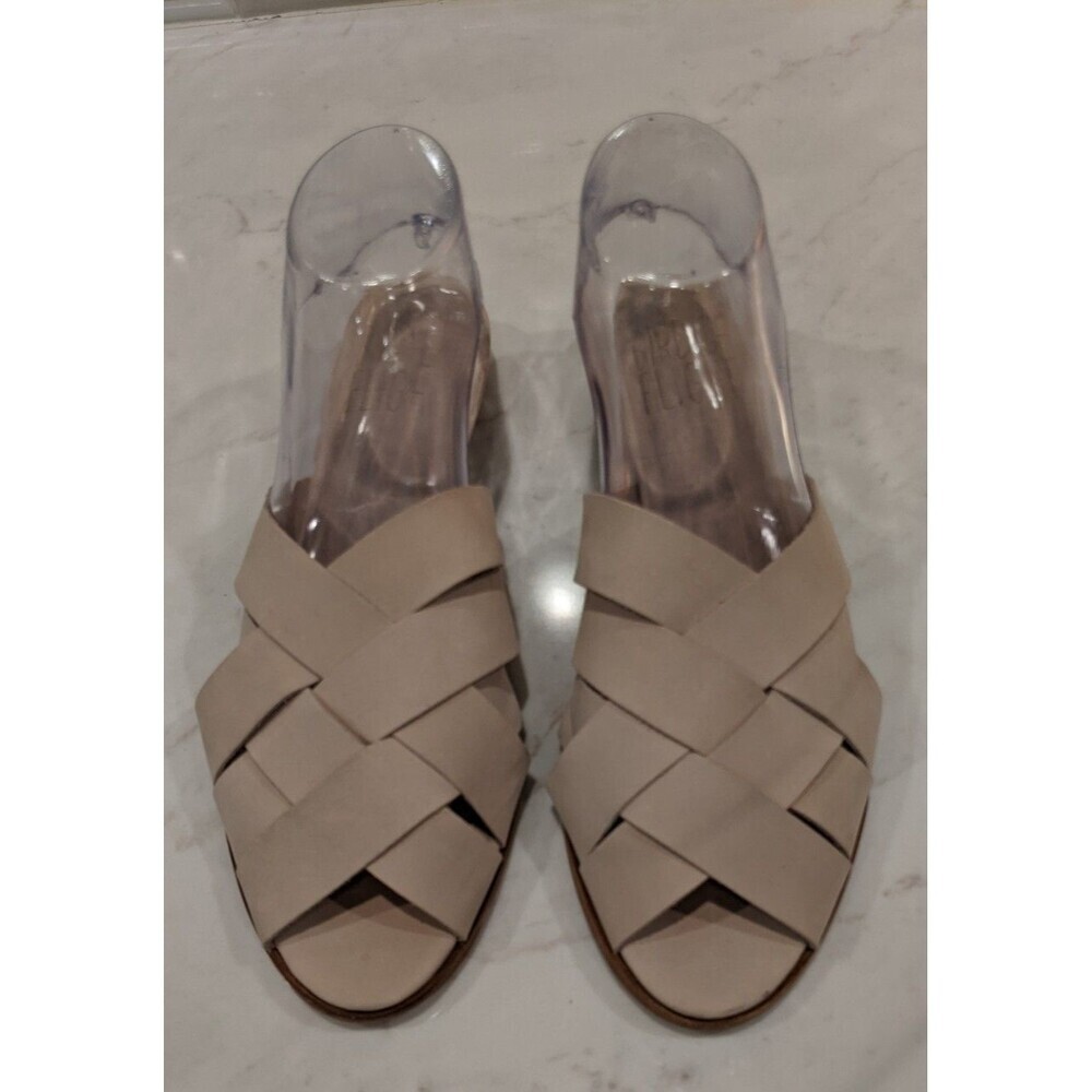 Women's BIRD OF FLIGHT "Philo" Leather Woven Cream Sandals Slides Size 10 - Picture 4 of 11